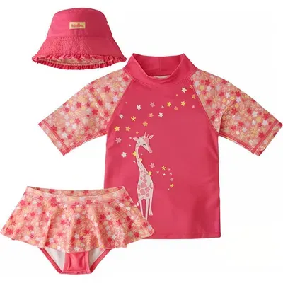 Uv Skinz Kids'  3pc Sun & Swim Set In Pink Giraffe