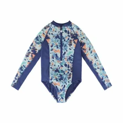 Uv Skinz Kids'  Long Sleeve Half Zip Swim Suit In Yosemite Tie-dye