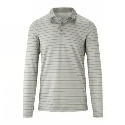 Uv Skinz Long Sleeve Performance Polo In Stone Eagle Stripe