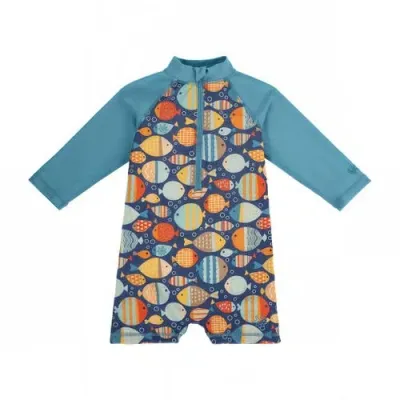 Uv Skinz Babies'  Long Sleeve Swim Romper In Fish Parade