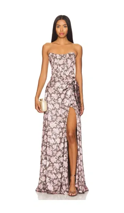 V. Chapman Cecilia Dress In Chocolate Peony Print