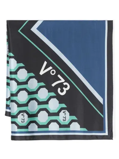 V73 Geometric-print Scarf In Blue