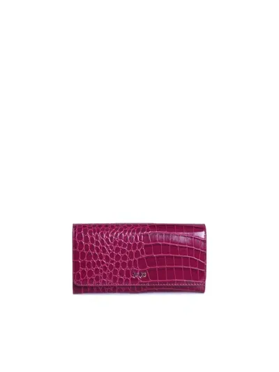 V73 Perla Wallet With Crocodile Print In Pink