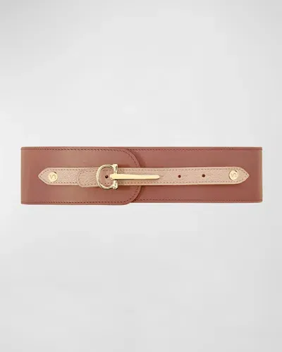 Vaincourt Paris La Gracieuse Wide Leather Belt In Nude