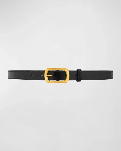 Vaincourt Paris La Petite Captivante Leather & Brass Belt In Black