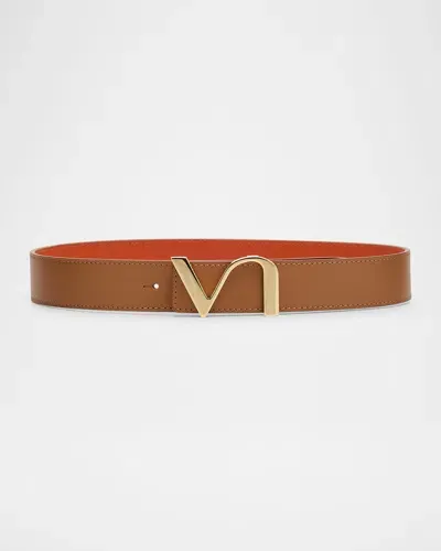 Vaincourt Paris L'amourese Reversible Leather Belt In Camel Orange