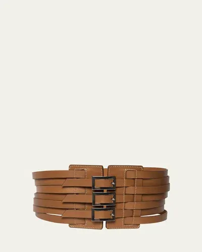 Vaincourt Paris Strap Leather Waist Belt In Camel