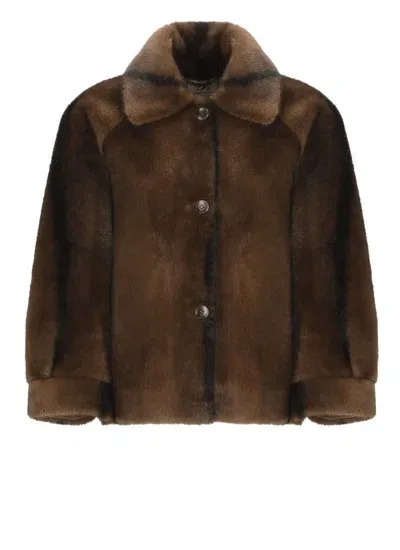 Valentini 1972 Synth Fur Coat In Brown