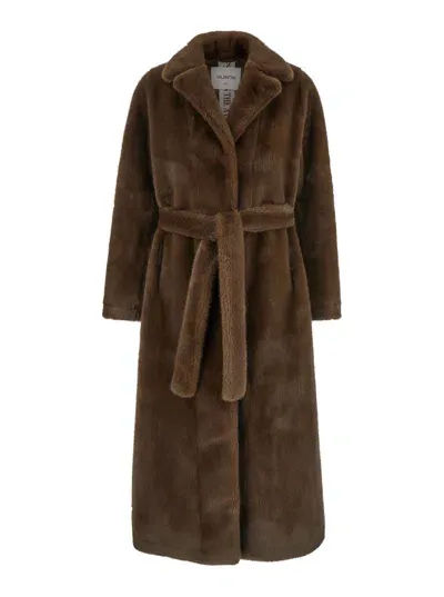 Valentini 1972 Long Belted Eco Mink In Brown