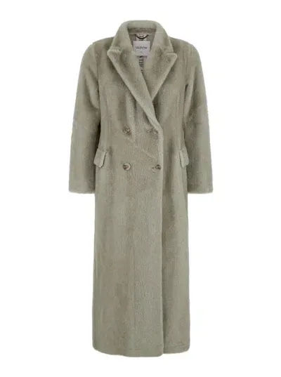 Valentini 1972 Long Double Breasted Coat Eco Mink In Grey