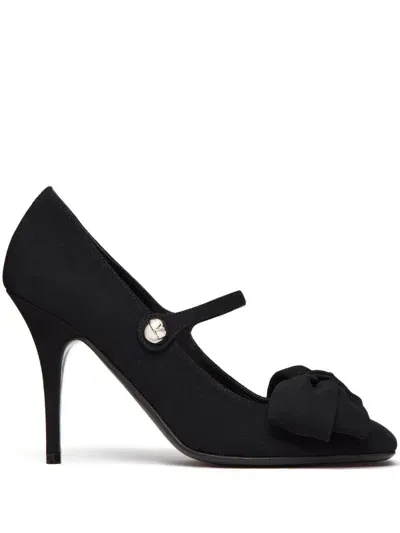 Valentino Garavani Garavani Bowjane Mary-jane Pumps In Crepe Fabric 100mm Woman Black 39.5