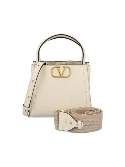 Valentino Garavani Valentino Alltime Logo Plaque Top Handle Bag In White