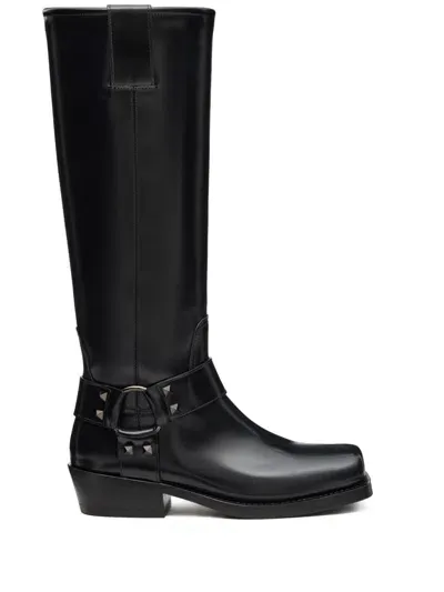 Valentino Garavani Ankle Strap Boots In Black