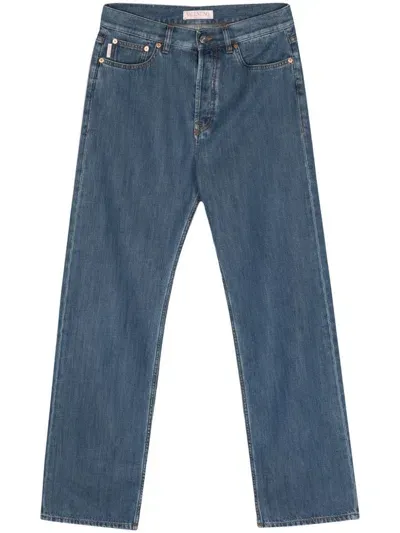 Valentino Straight-leg Washed Jeans In Blue