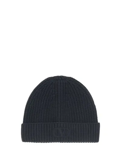 Valentino Garavani Beanie | Knitted | Lana / Go Logo Ricope In Black