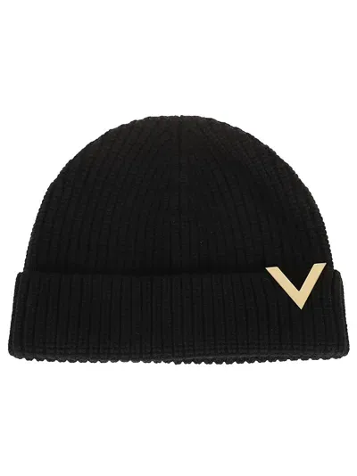 Valentino Garavani Beanie Knitted In Black