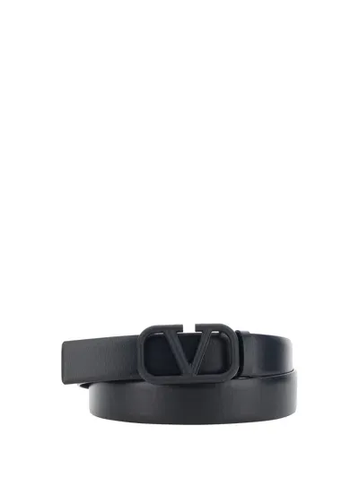 Valentino Garavani Vlogo Signature Calfskin Belt In Black