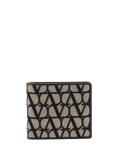 Valentino Garavani Billfold Wallet Only Card | Toile Iconog In Naturale/nero/fondant