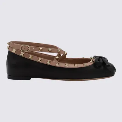 Valentino Garavani Black And Rose Flats In Black/rose Cannelle