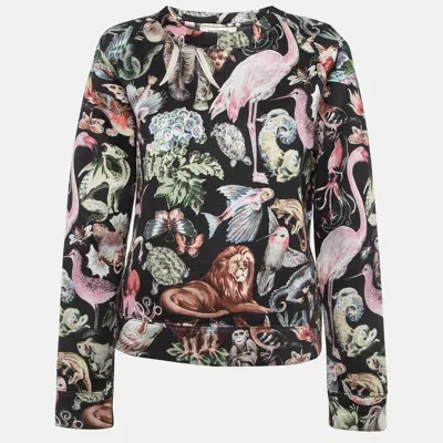 Pre-owned Valentino Black Animal Fantasy Print Neoprene Sweatshirt L