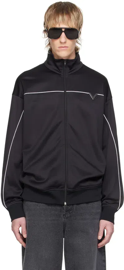 Valentino Black Hardware Track Jacket In 0na Nero/avorio