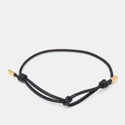 Pre-owned Valentino Garavani Black Leather Cord Adjustable Bracelet