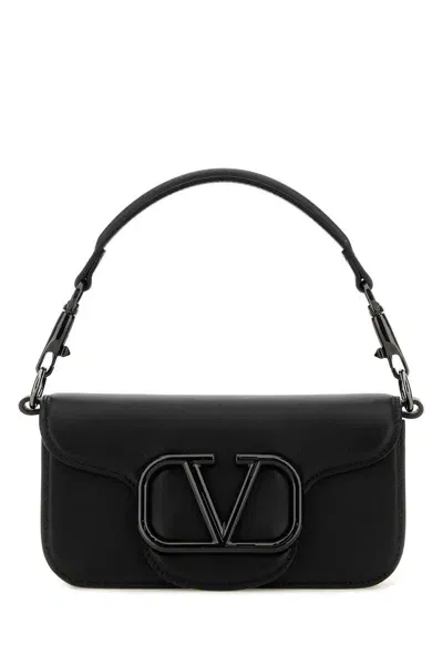 Valentino Garavani Black Leather Locã² Clutch In Nero