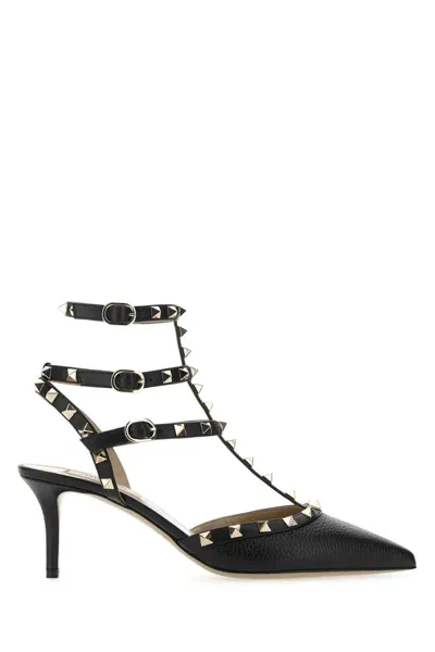 Valentino Garavani Black Leather Rockstud Pumps