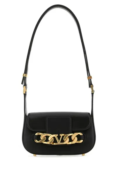 Valentino Garavani Black Leather Small Vlogo Chain Crossbody Bag