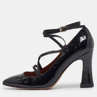 Pre-owned Valentino Garavani Black Patent Block Heel Pumps Size 37