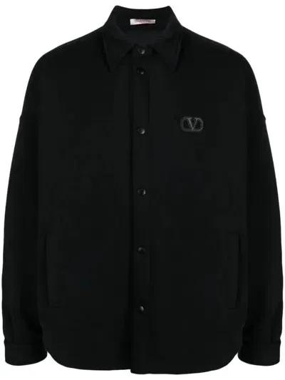 Valentino Padded Jersey Shirt Jacket In Black