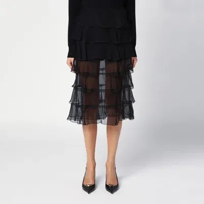 Valentino Black Silk Chiffon Skirt