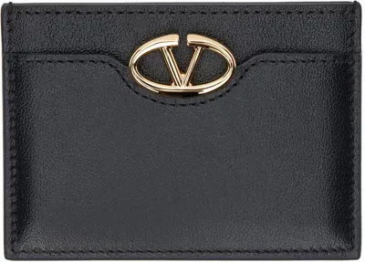 Valentino Garavani Vlogo Signature Leather Cardholder In Black