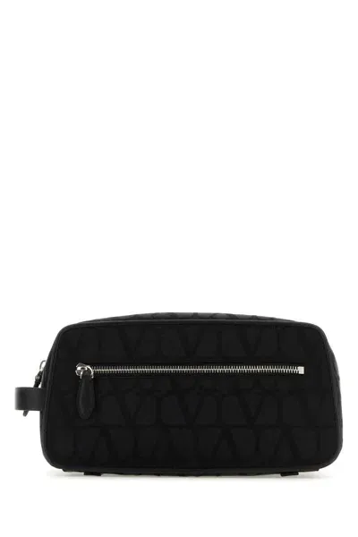 Valentino Garavani Black Toile Iconographe Beauty Case In Nero