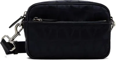 Valentino Garavani Black Toile Iconographe Shoulder Bag In M30 Marine