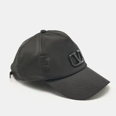 Pre-owned Valentino Garavani Black V-logo Baseball Cap S