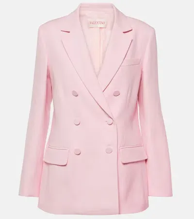 Valentino Double-breasted Crepe Blazer In Pink