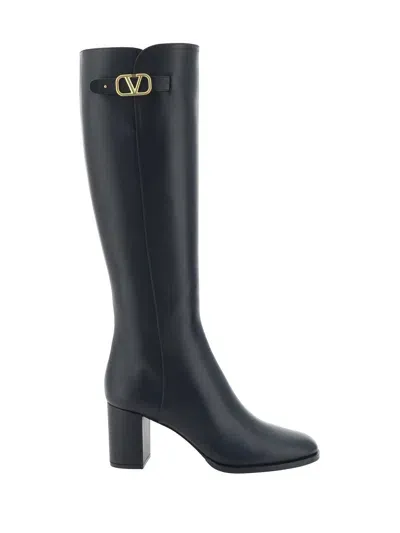 Valentino Garavani Leather Knee Boots In Black