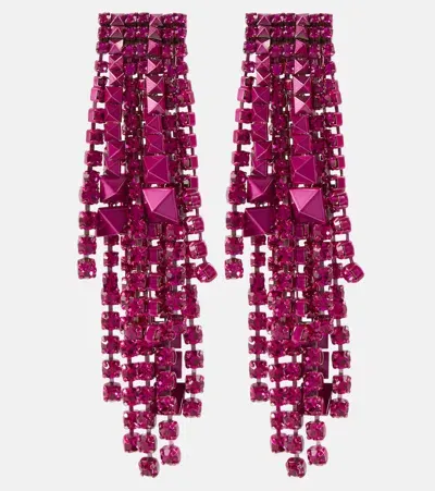 Valentino Garavani Brightrain Rockstud Drop Earrings In Purple