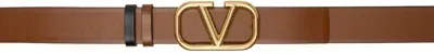 Valentino Garavani Brown Reversible Vlogo Signature Belt In 11j Selleria-nero