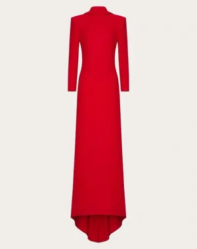 Valentino Robe Longue En Cady Couture Femme Rouge 42