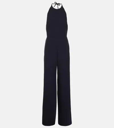 Valentino Silk Cady Wide-leg Jumpsuit In Navy