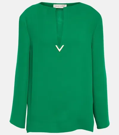 Valentino Cady Couture Silk Blouse In Green