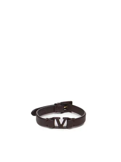 Valentino Garavani Calfskin Vlogo Bracelet In Fondant