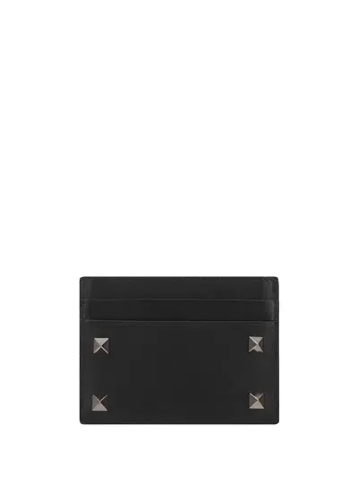 Valentino Garavani Card Holder | Rockstud | Vitello/black R In Nero