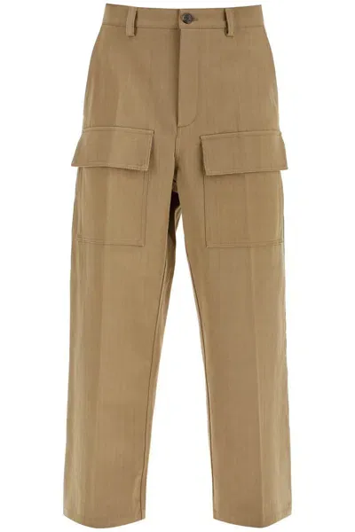 Valentino Cargo Canvas Pants In Italian Style In Cream