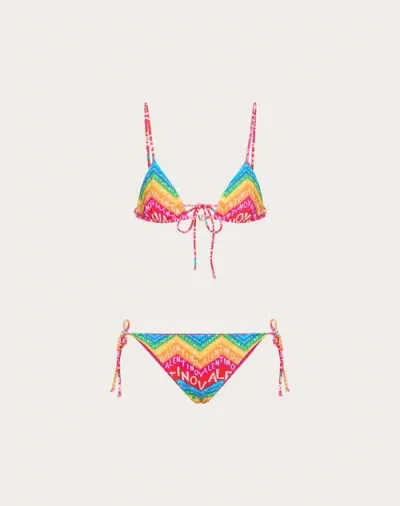 Valentino Chevron Lycra Bikini 24 Woman Multicolour M In Neutral