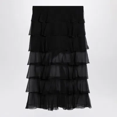 Valentino Chiffon Skirt In Black