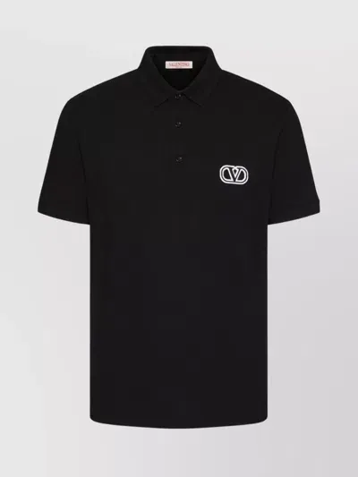 Valentino Vlogo Signature Short-sleeved Polo Shirt In Black