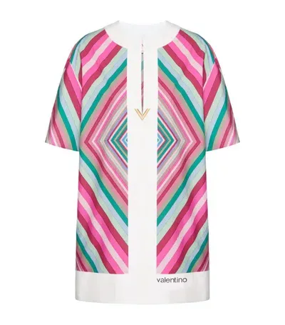 Valentino V-plaque Geometric-print Minidress In Multicolor